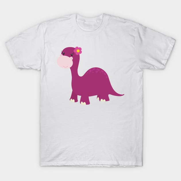 Cute Dinosaur, Girl Dinosaur, Pink Dinosaur, Dino T-Shirt by Jelena Dunčević